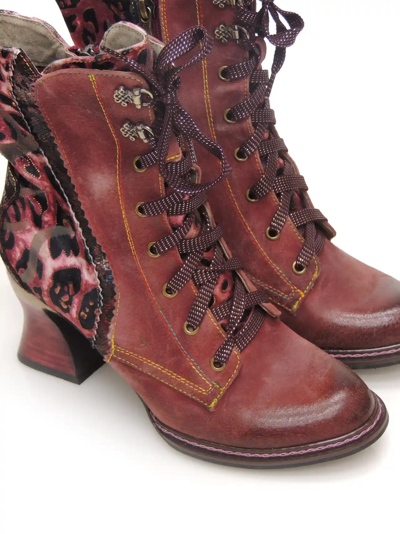 botines-media caÑa-laura vita-eleao 42-piel-rojo