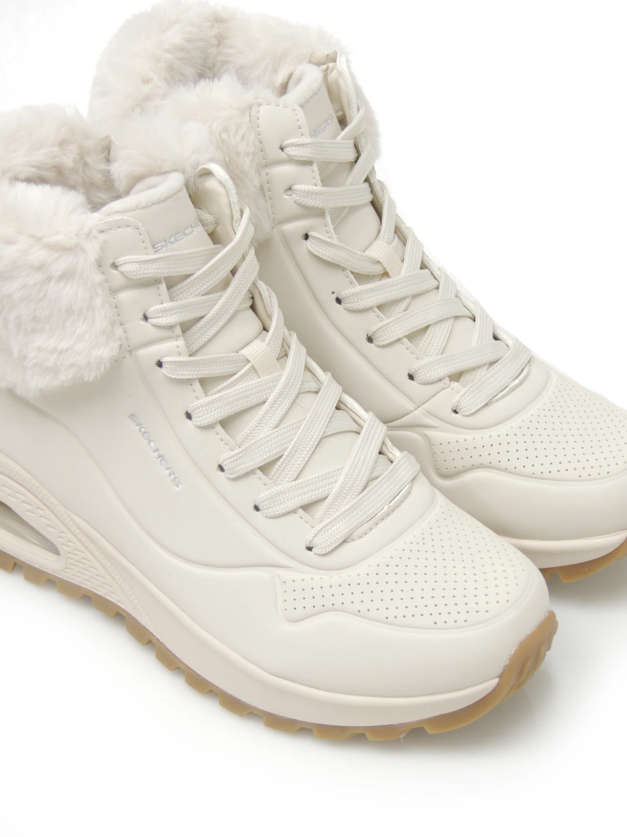 botines-media caÑa-skechers-167274-polipiel-blanco