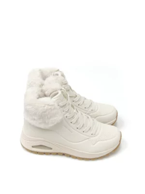 botines-media caÑa-skechers-167274-polipiel-blanco