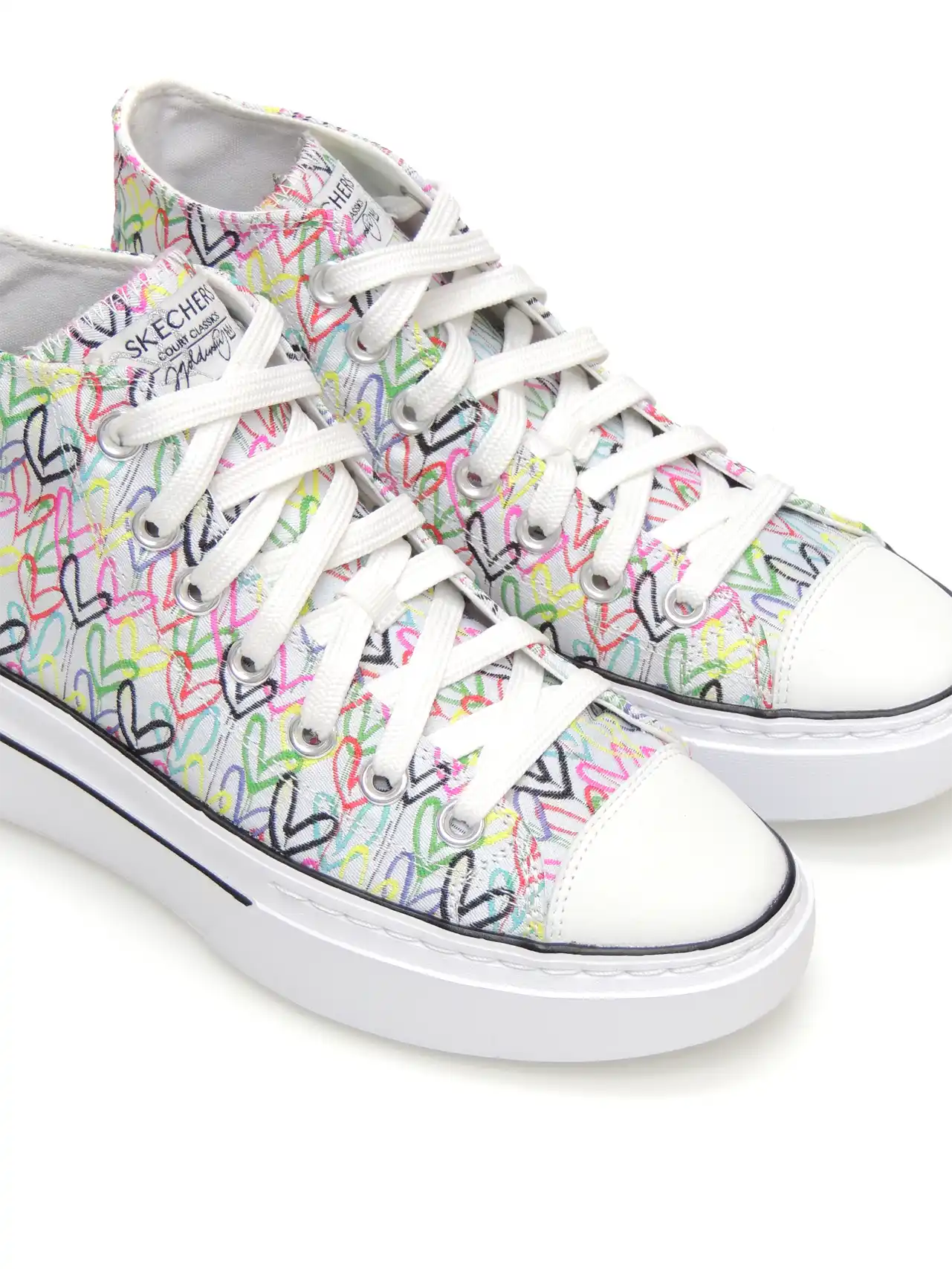 sneakers-media caÑa-skechers-185132-lona-blanco